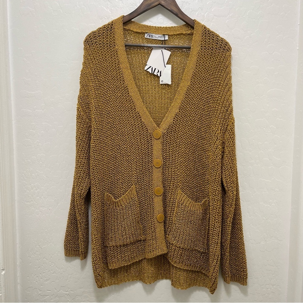 ZARA Open Knit Cardigan Sz S Oversized Relaxed